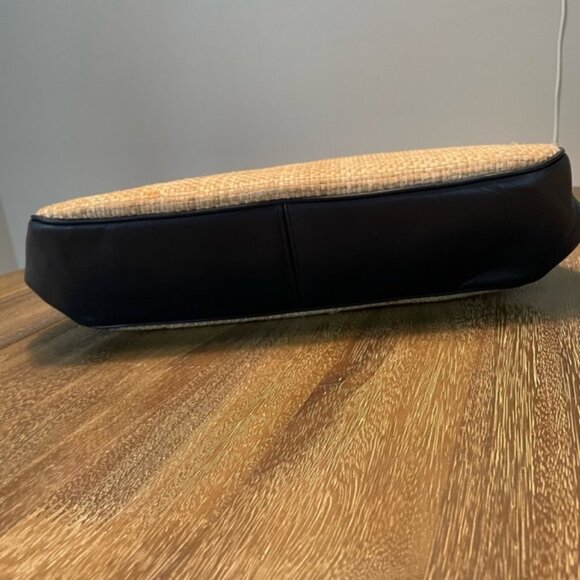 Eitenne Aigner Blue Leather and Woven Straw Purse - Picture 8 of 15